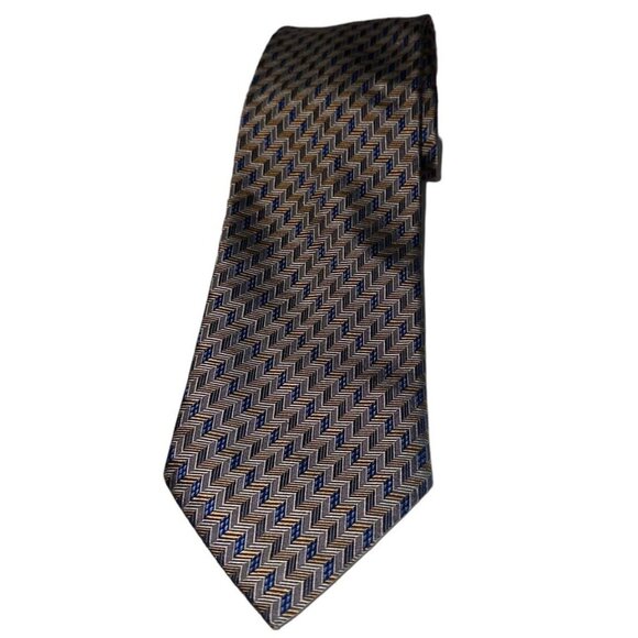 Giorgio Redaelli Mens 100% Silk Tie Made In Italy Blue Yellow - Picture 1 of 7